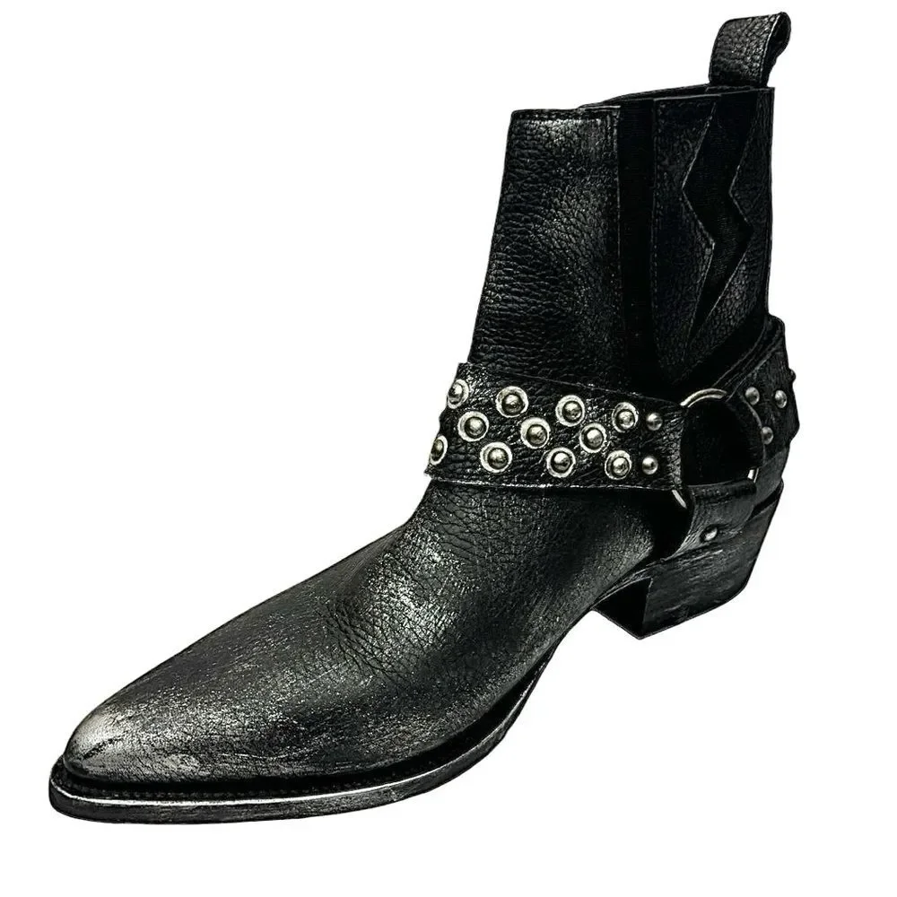 Mezcalero Men’s Black Leather Ankle Boots Western Handmade Size 10 Medium